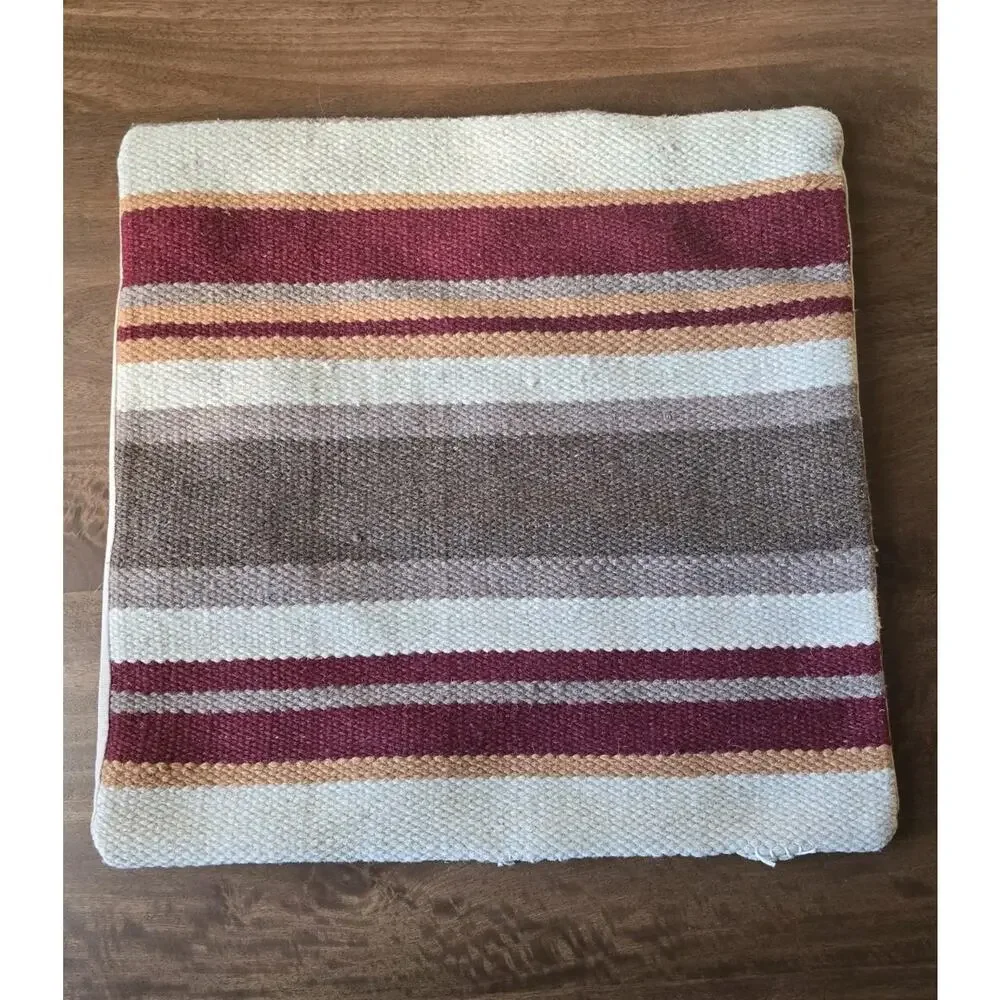 Hand-woven wool Kilim-style Pillow Cover